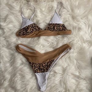 Animal print triangle bikini set